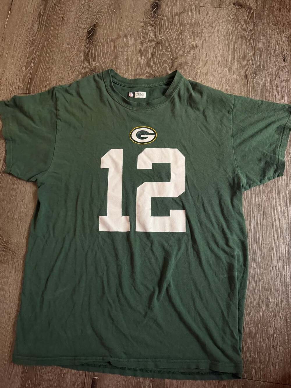 NFL Team Apparel Green Bay Packers Aaron Rodgers 12 Size L Green T-Shirt